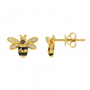 14k Yellow Gold Bumble Bee Diamond Stud Earrings