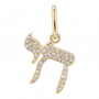 14K Yellow Gold Chai Diamond Necklace Charm