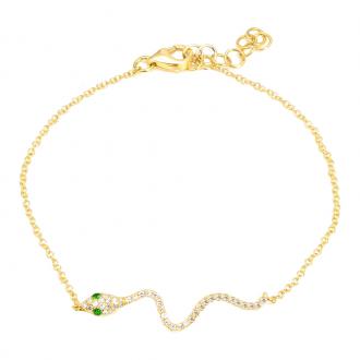 14k Yellow Gold Snake Diamond Bracelet