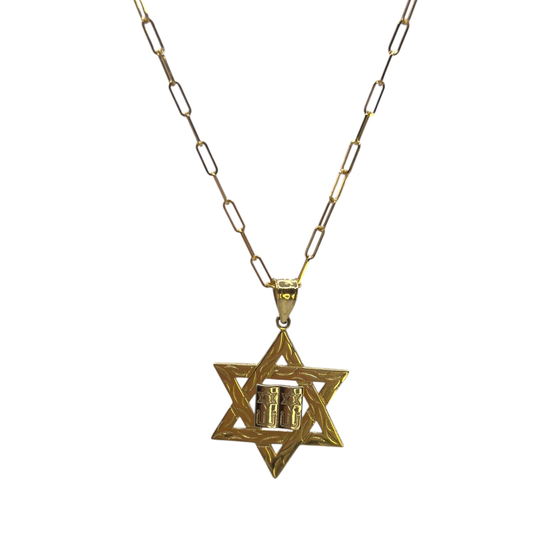 14k Jewish Star with Luchot Charm