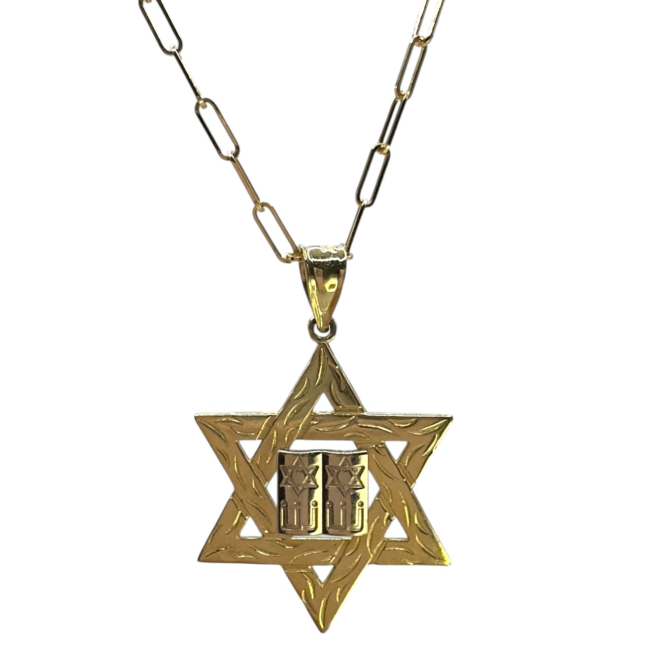 14k Jewish Star with Luchot Charm
