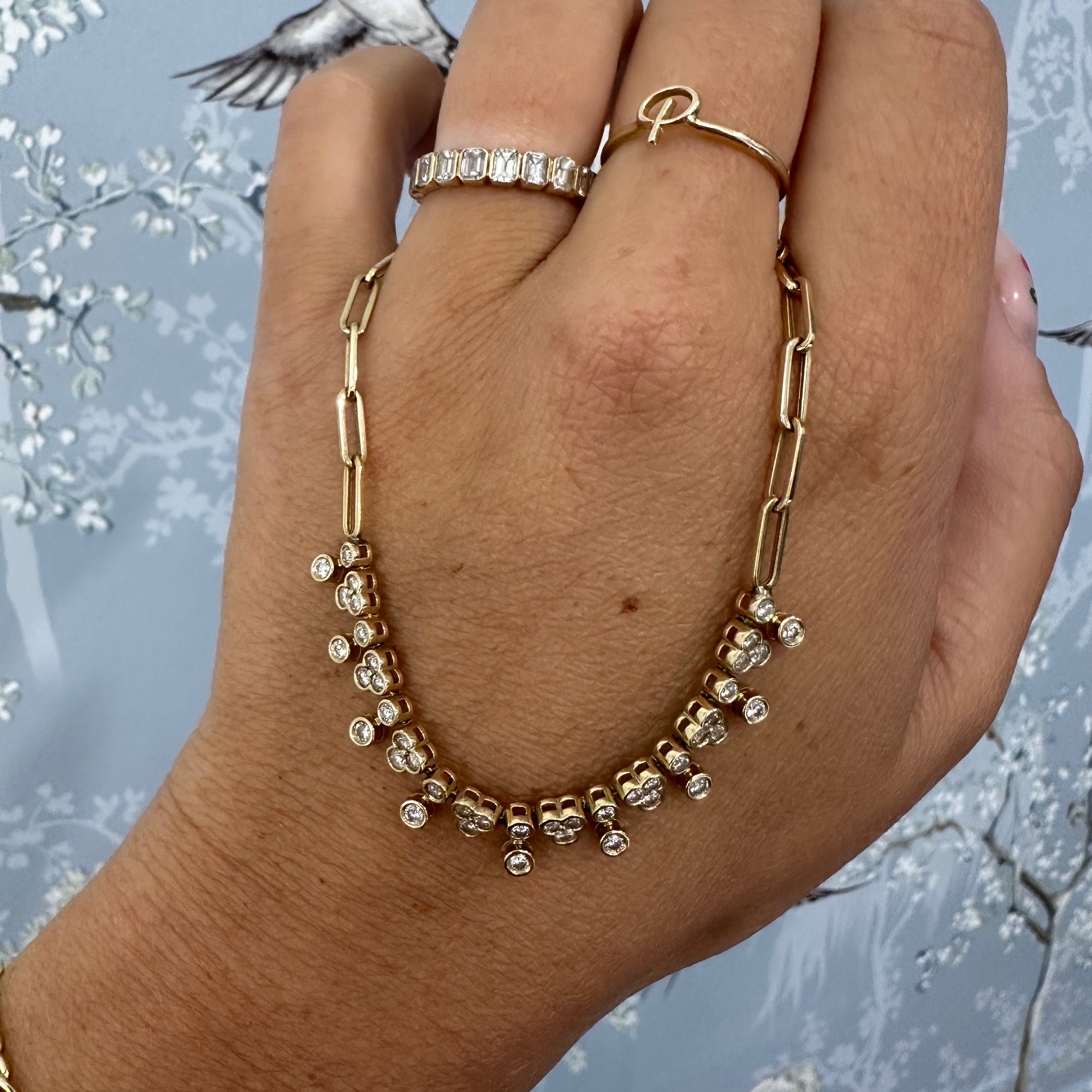 14k Gold Diamond Jade Necklace