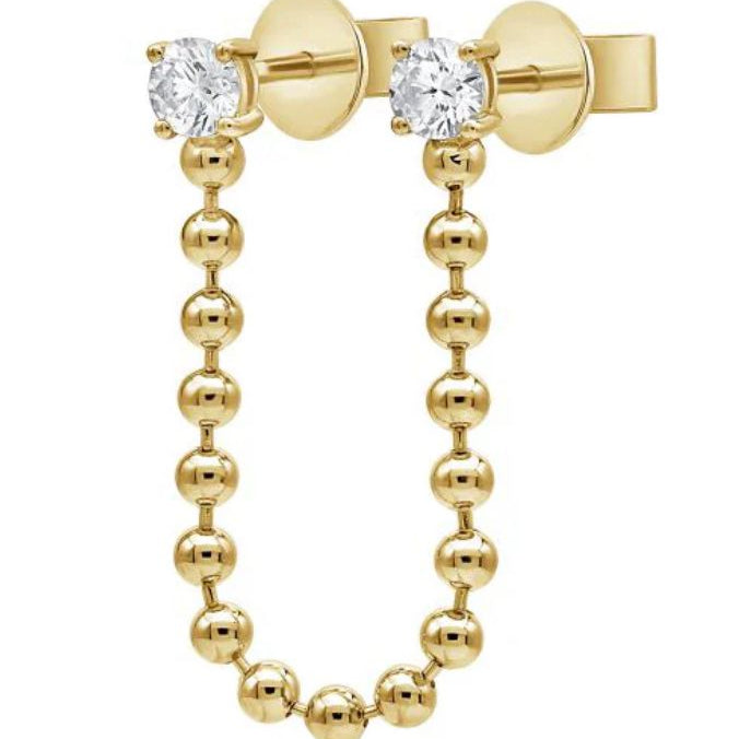 MOON BALL DROP DOUBLE DIAMOND STUD
