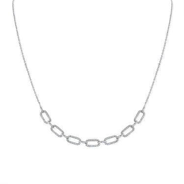 14k White Gold Diamond Link Chain Necklace