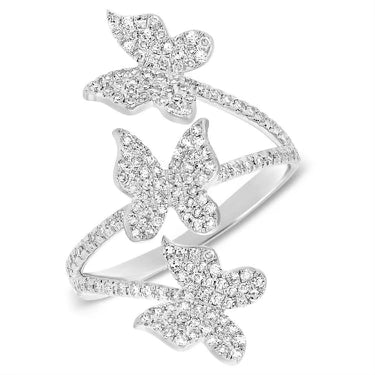 14k White Gold Diamond Butterfly Wrap Ring