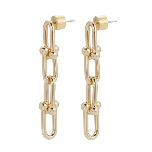 14K Yellow Gold Tiffany Link Hanging Earrings