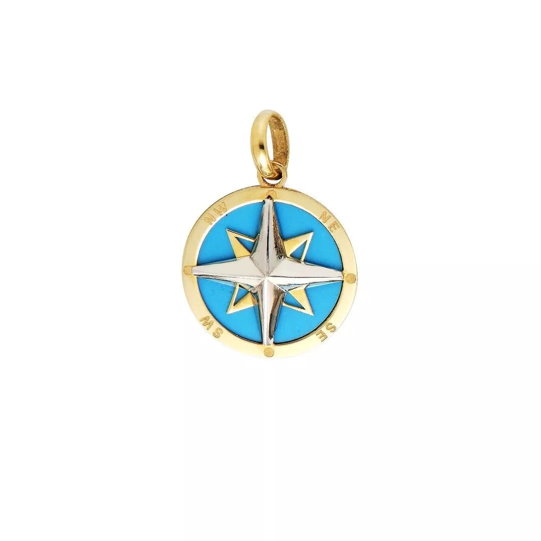 14k Gold Compass Charm