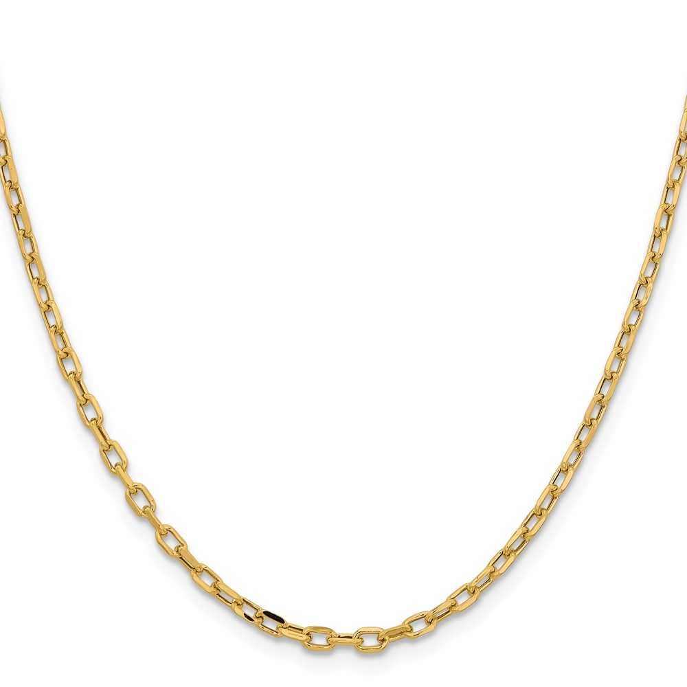 14k Yellow Gold Semi-Solid Diamond-Cut Open Link Cable Chain Necklace