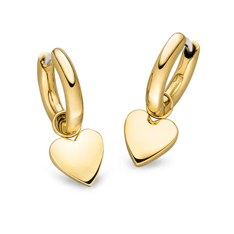 14k Gold Puffy Heart Huggie Earrings