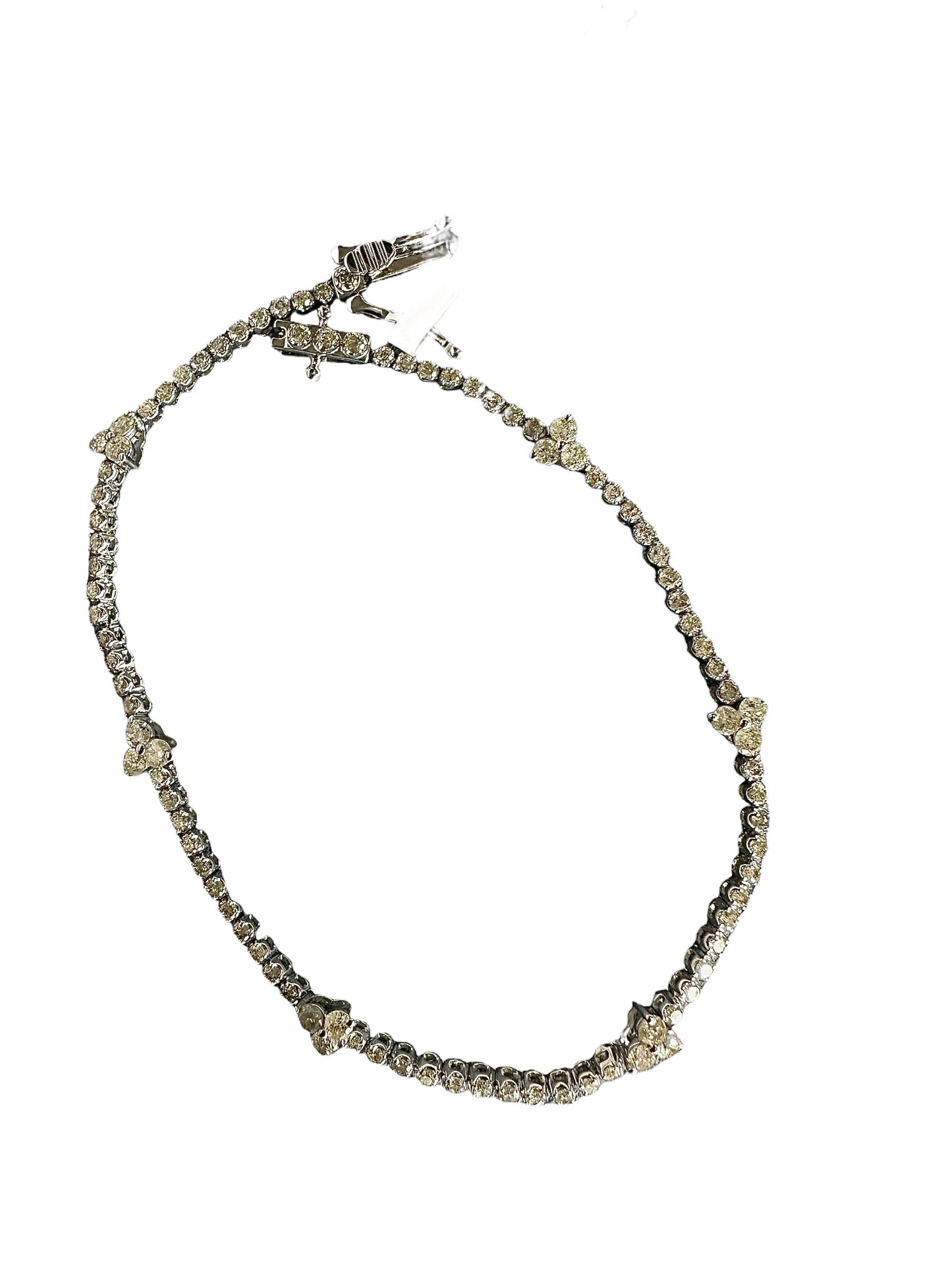 14k Triple Cluster Tennis Bracelet