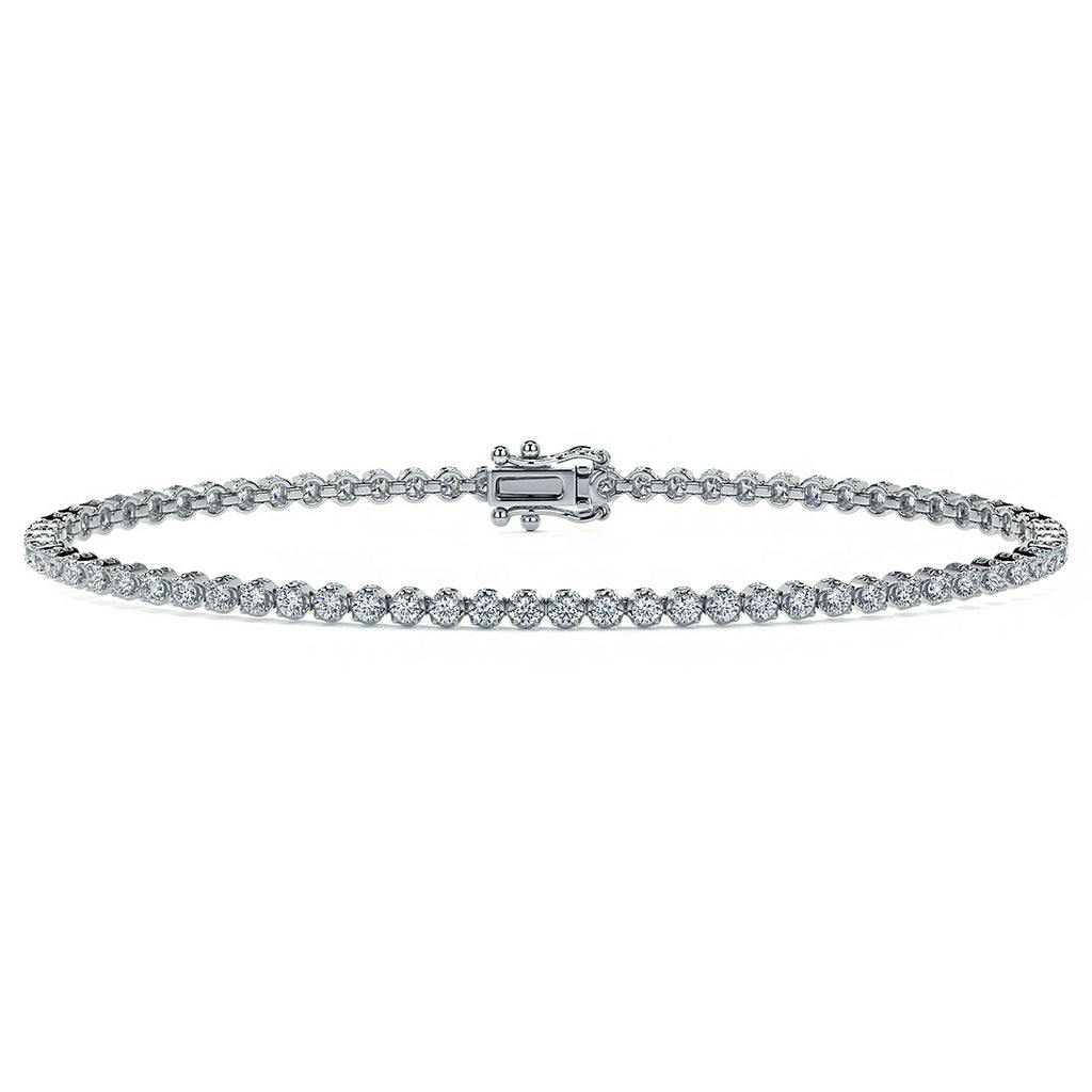 14k White Gold Buttercup Diamond Eternity Tennis Bracelet, 2ct