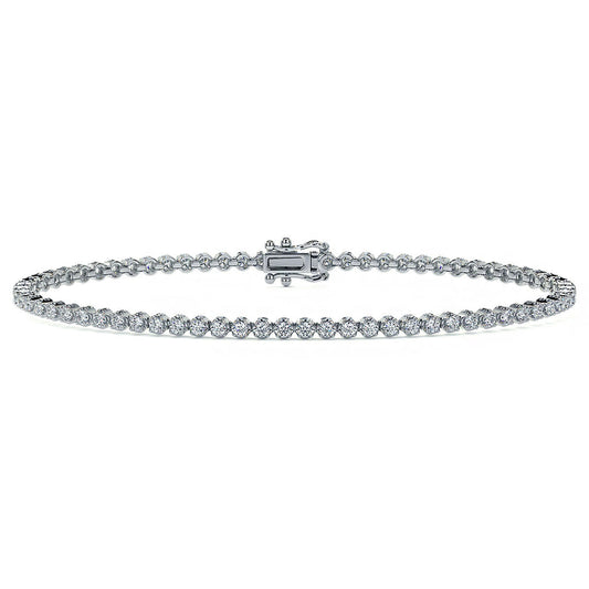 14k White Gold Buttercup Diamond Eternity Tennis Bracelet, 2ct