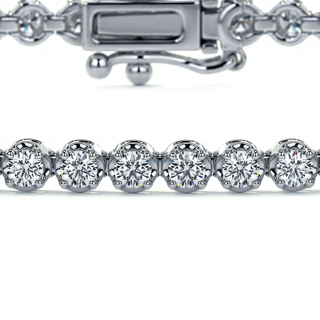 14k White Gold Buttercup Diamond Eternity Tennis Bracelet, 2ct