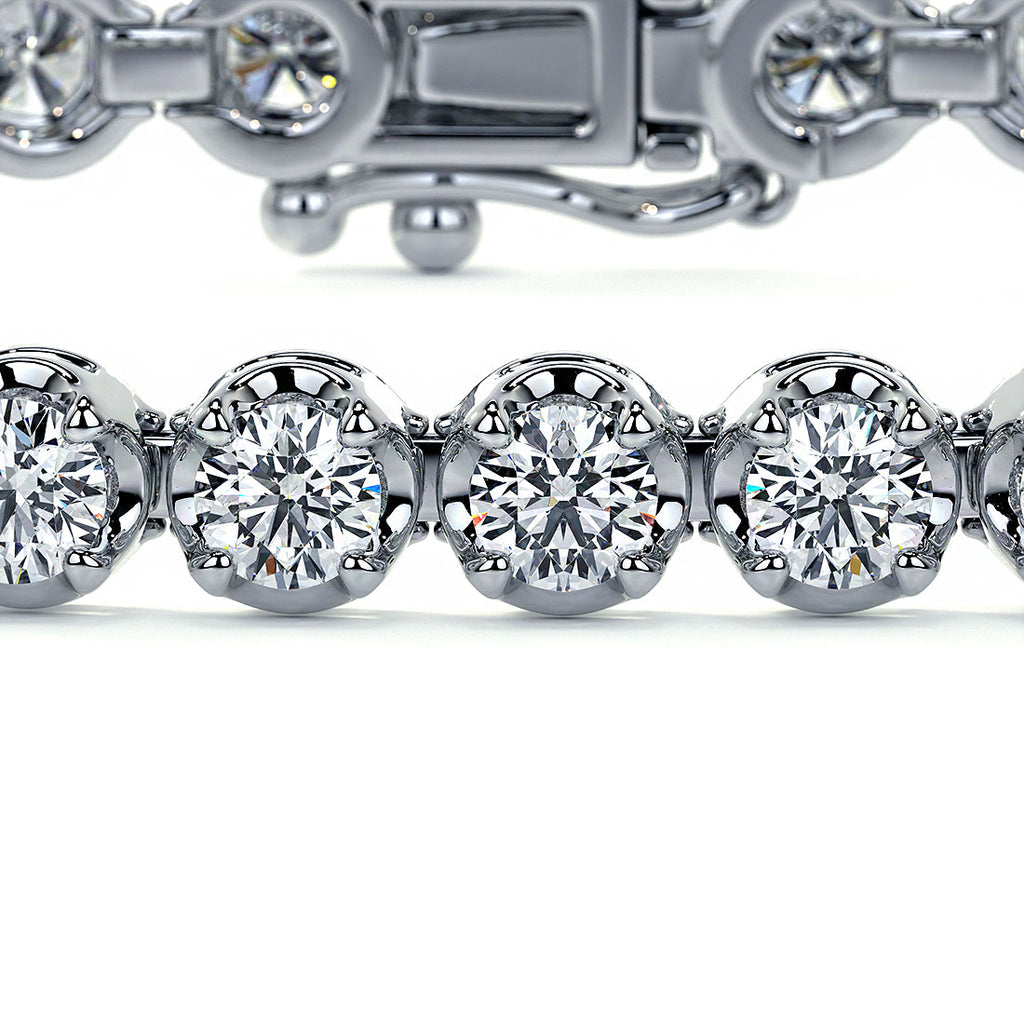 14k White Gold Buttercup Diamond Eternity Tennis Bracelet, 3ct