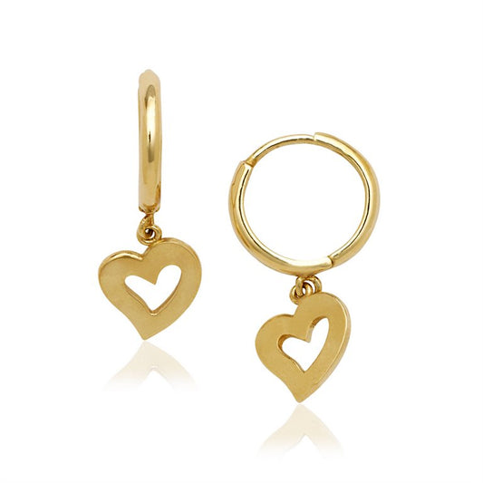 14k Gold Open Heart Hoops