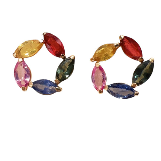 14K Multi Color Marque Studs