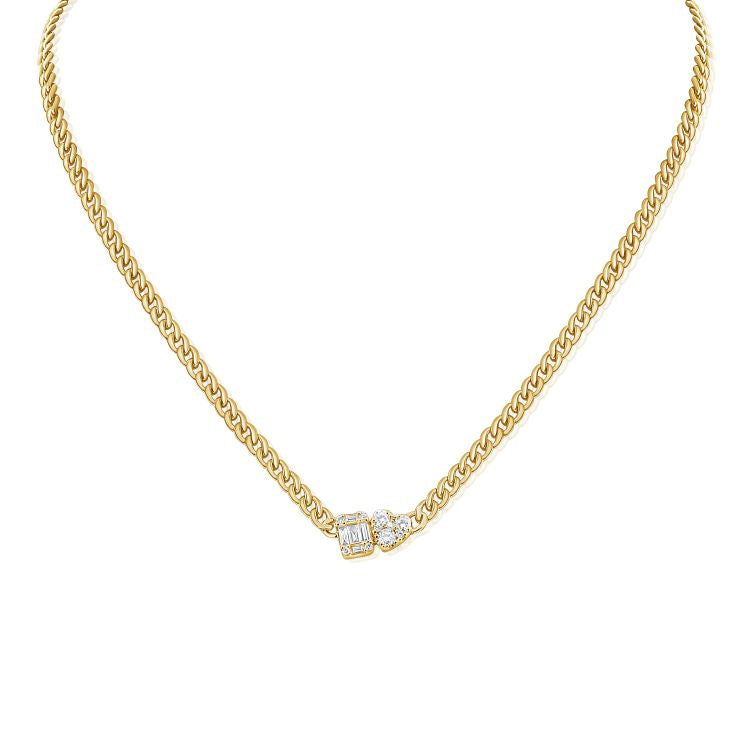 14K Two Stone on Cuban Chaim Necklace