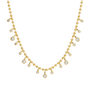 14k Yellow Gold Ball Chain Lab Diamond Necklace
