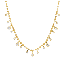 14k Yellow Gold Ball Chain Lab Diamond Necklace