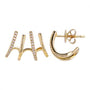 14k Yellow Gold Diamond Caged Lobe Stud Earrings