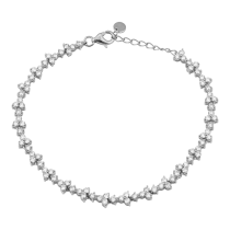 14k White Gold Lab Diamond Trio Link Tennis Bracelet