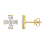 14k Yellow Gold Lab Diamond Pear Flower Stud Earrings