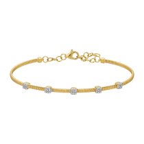 14k Yellow Gold Skinny Omega Chain Diamond Bangle