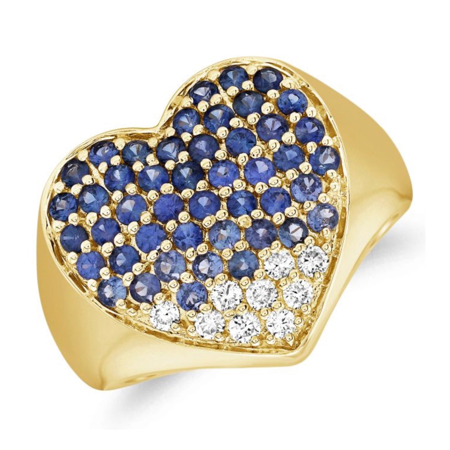 Sapphire and Diamond Ombré Heart Ring