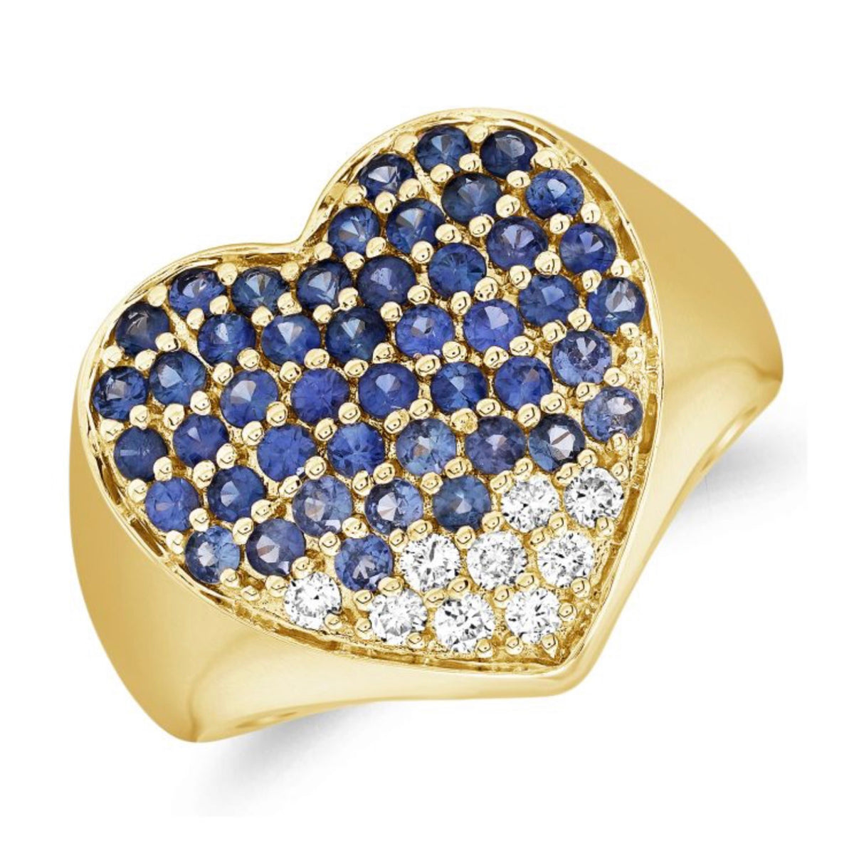 Sapphire and Diamond Ombré Heart Ring
