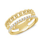 Cuban Link and Diamond Band Stacked Ring
