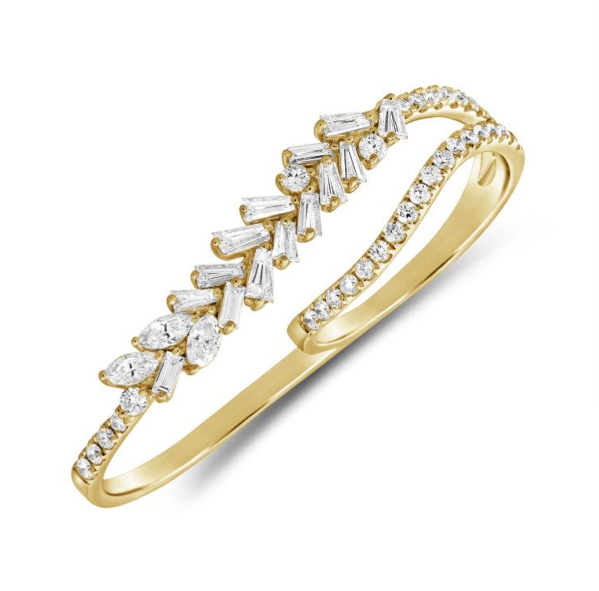 1.36CT MARQUISE SHAPE, BAGUETTES AND DIAMOND DOUBLE FINGER RING