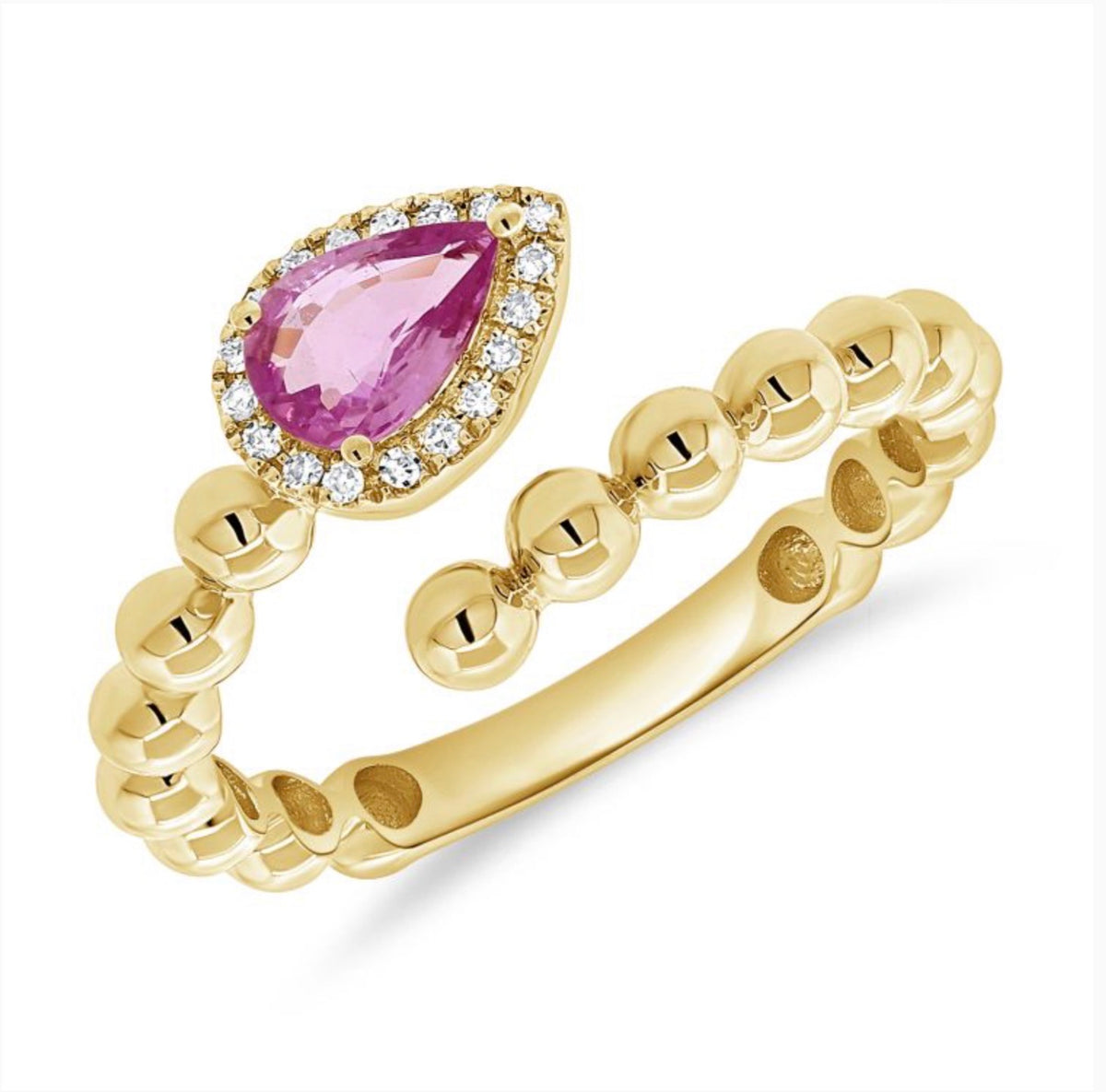 Pink Sapphire and Diamond Ball Wrap Ring