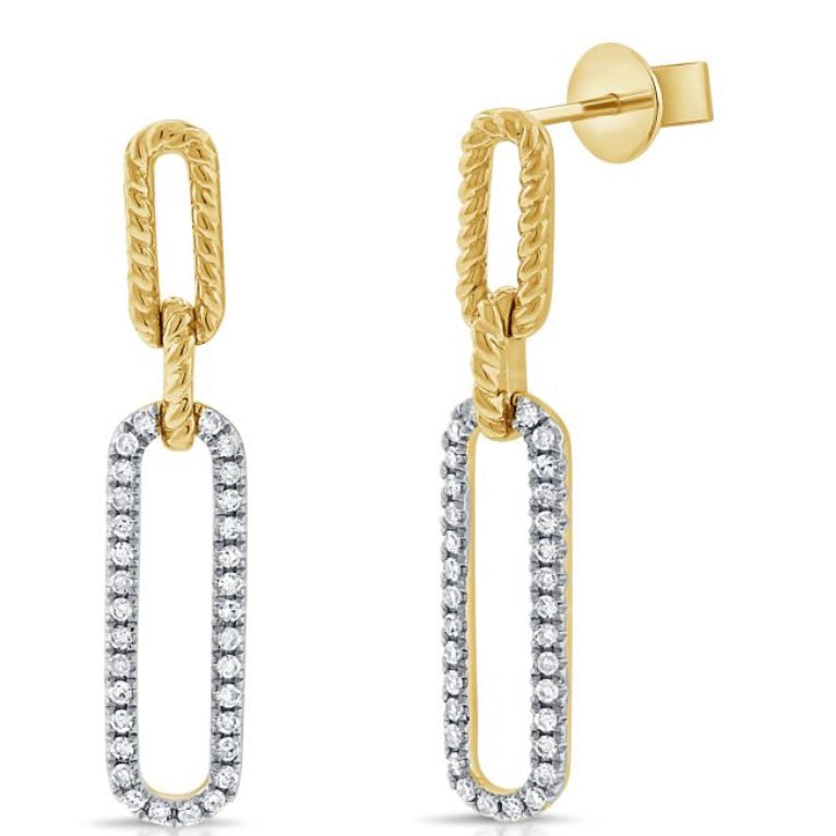 .24CT DIAMOND PAPERCLIP LINK DROP EARRINGS
