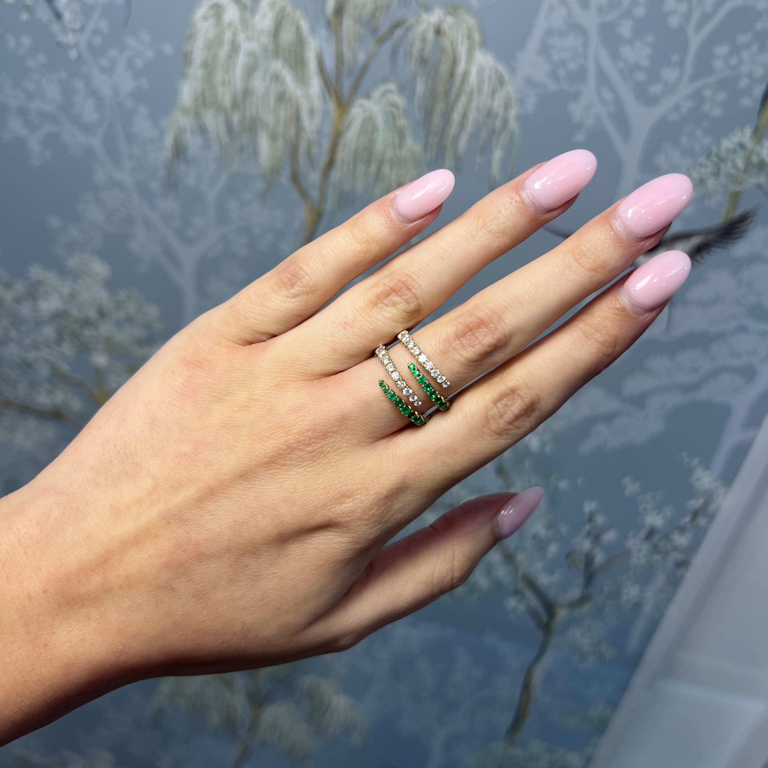 Emerald and Diamond Wrap Ring