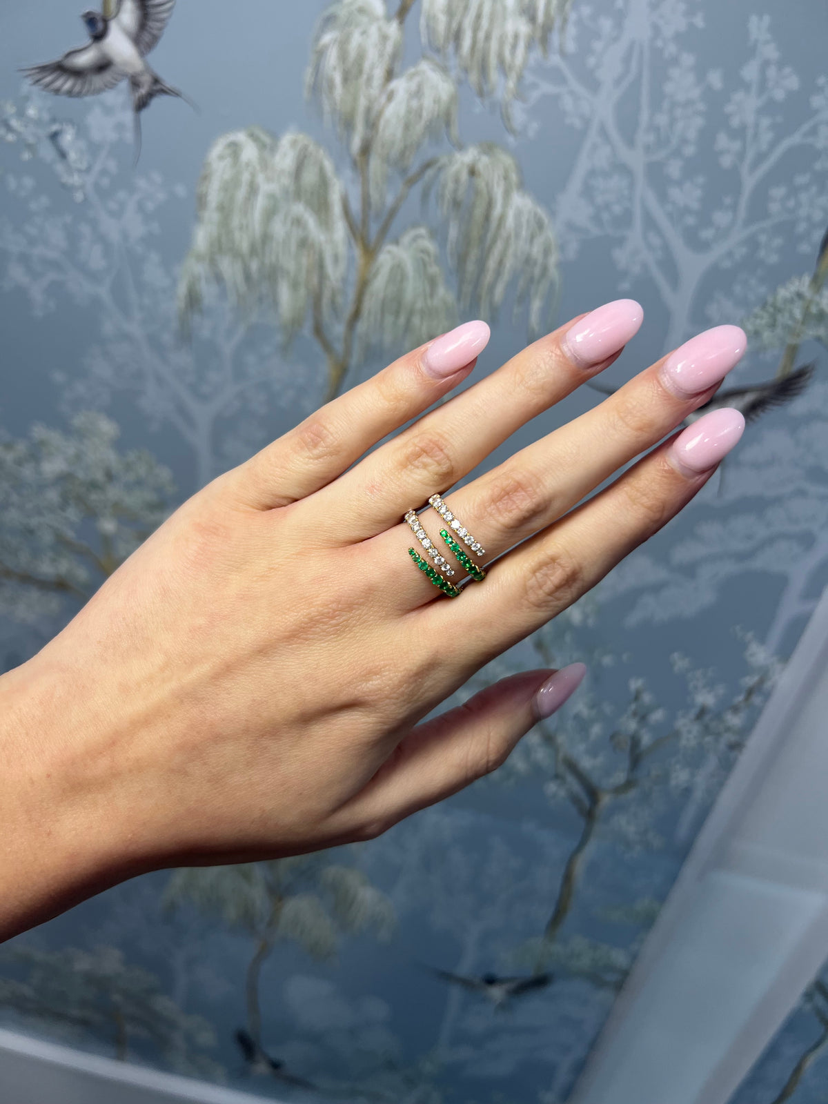 Emerald and Diamond Wrap Ring