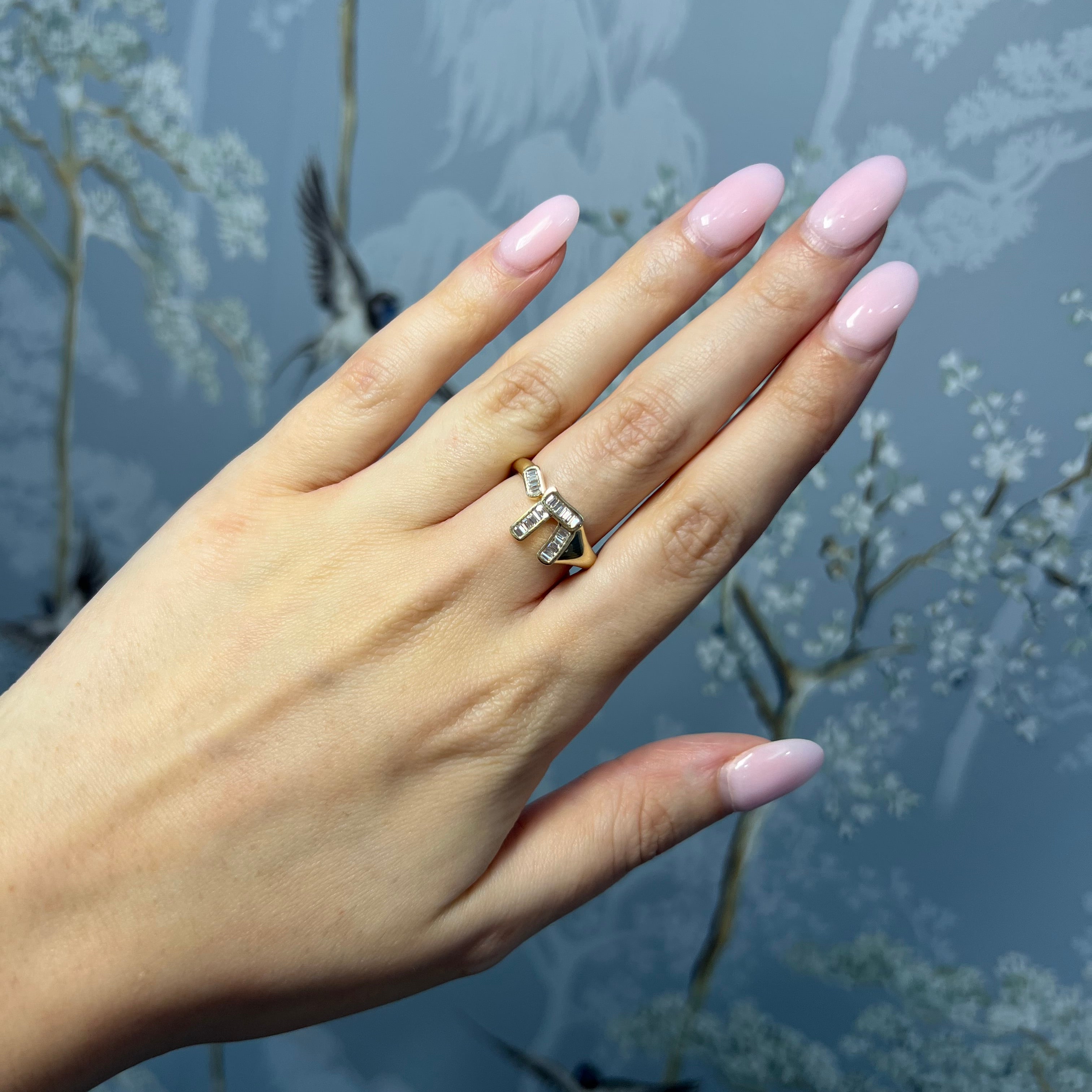 Baguette Diamond Chai Ring
