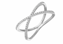 14k Gold Pave Diamond X Ring