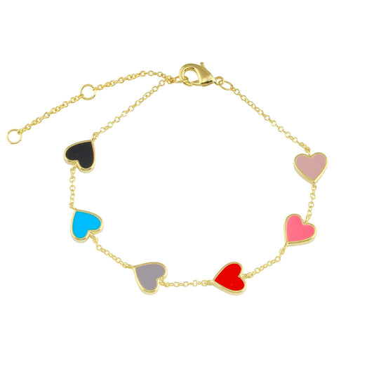 Rainbow Heart Stone Bracelet