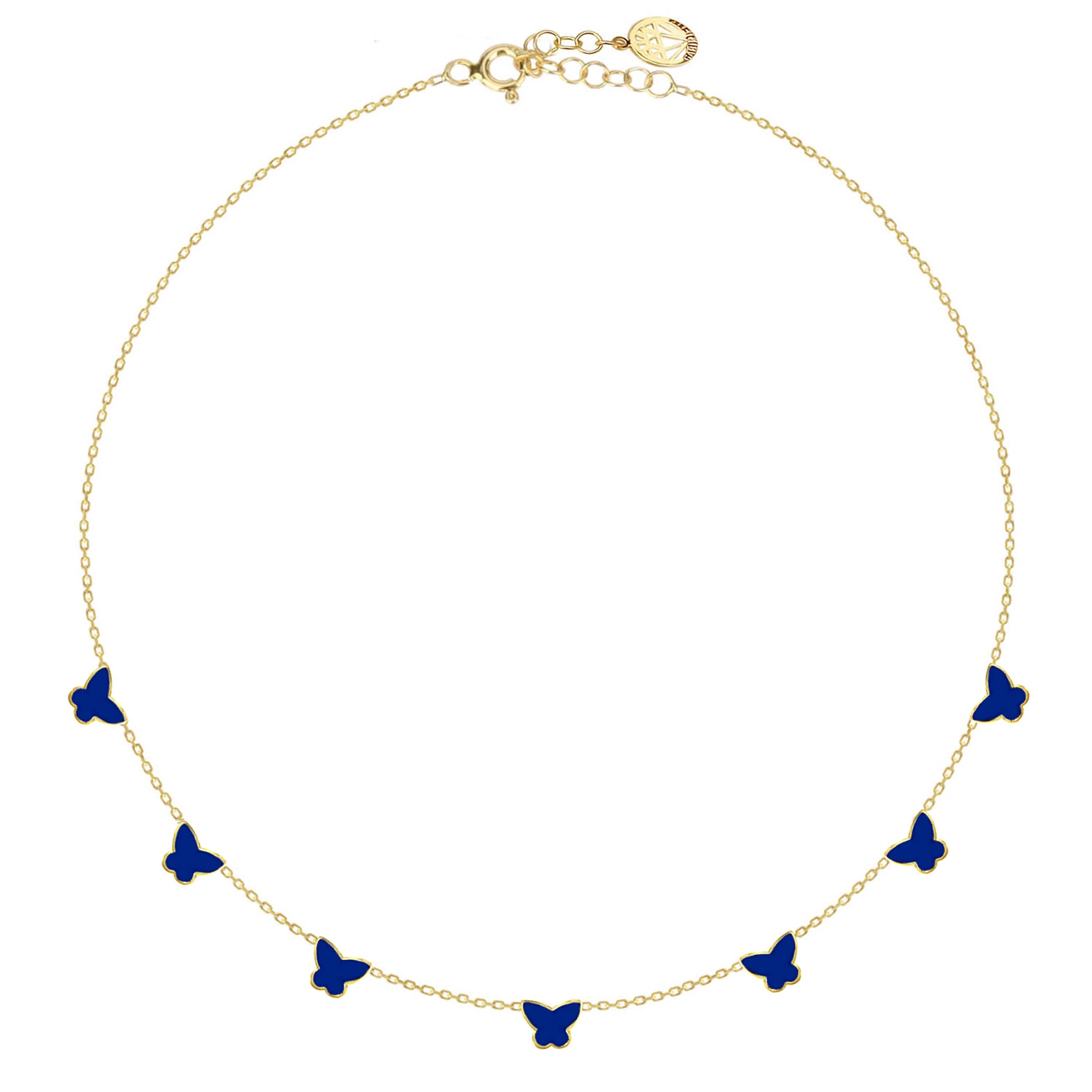 Gold Plated Butterfly Enamel Necklace