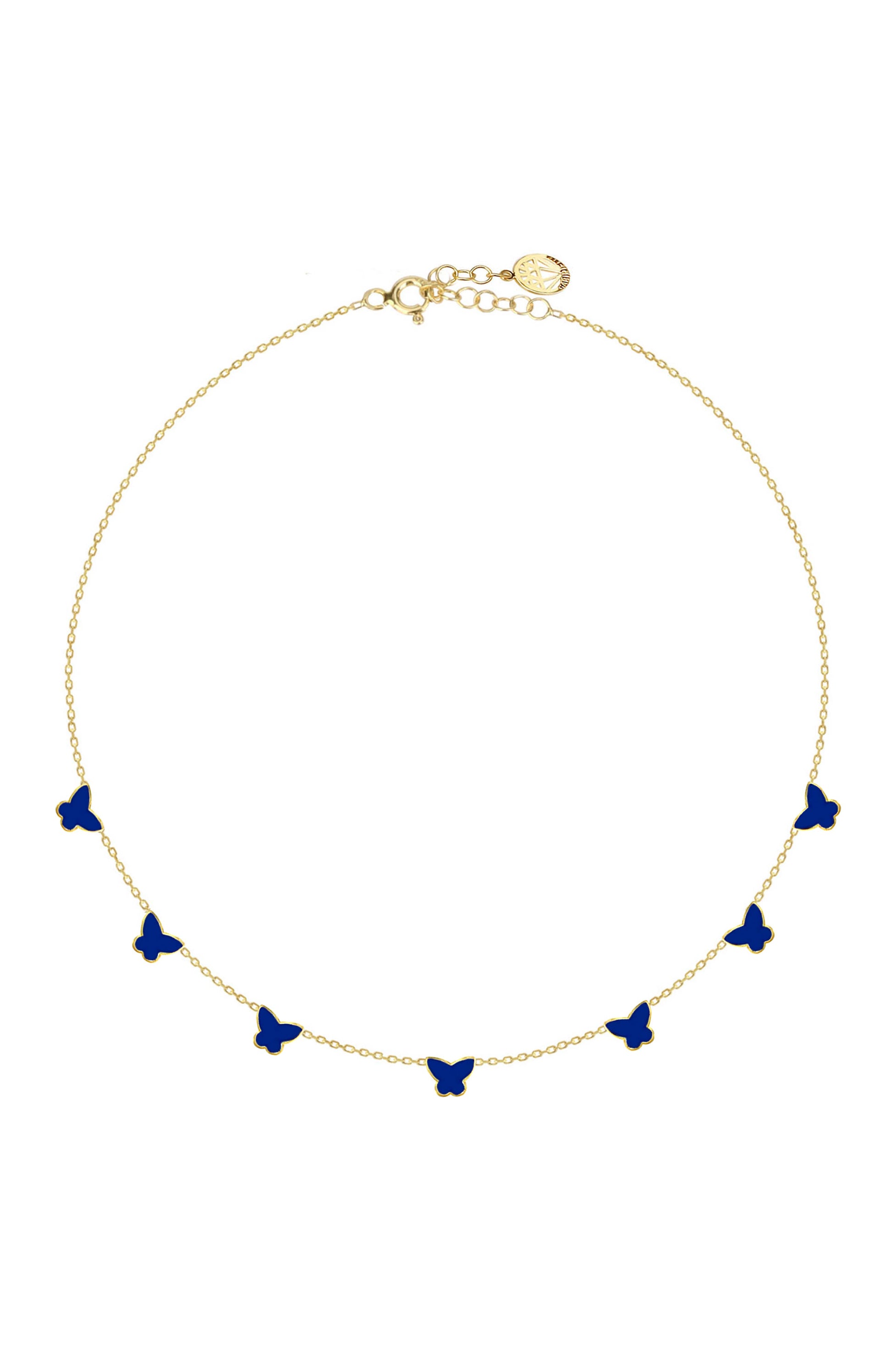 Gold Plated Butterfly Enamel Necklace