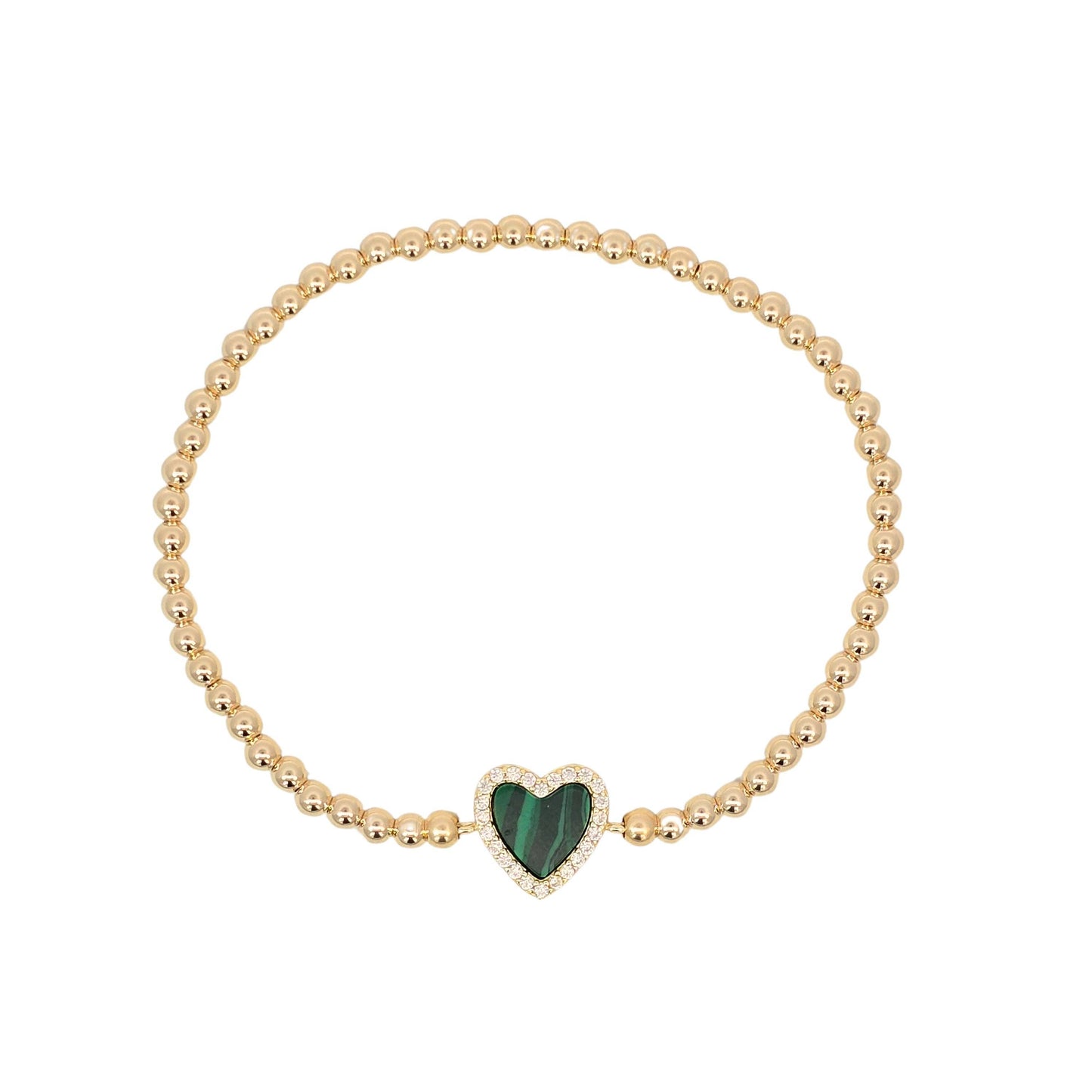 Semi Precious Heart Pendant Bracelet