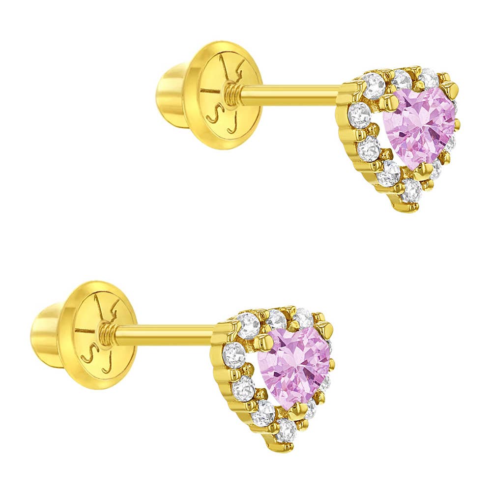 14k Gold Princess Heart Kids / Children's / Girls Earring
