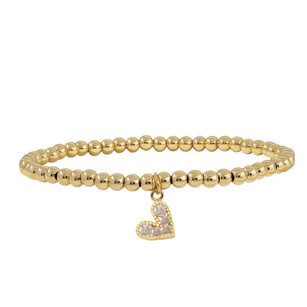 Adorable Crystal Heart Charm Beaded Bracelet