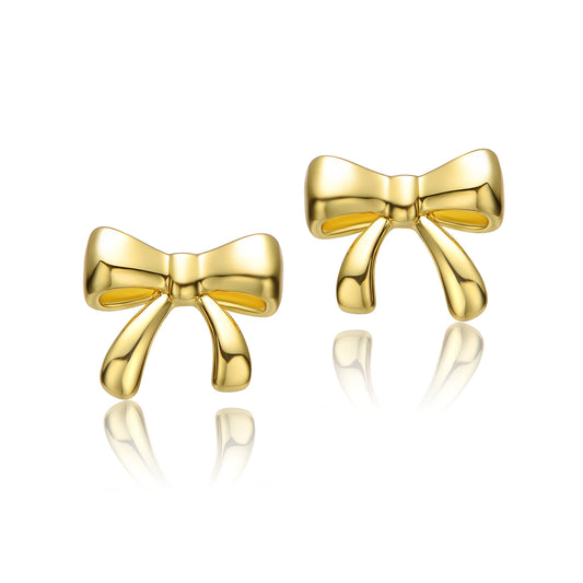 Kids 14k Gold Plated Wrapped in Ribbons Tiny Stud Earrings