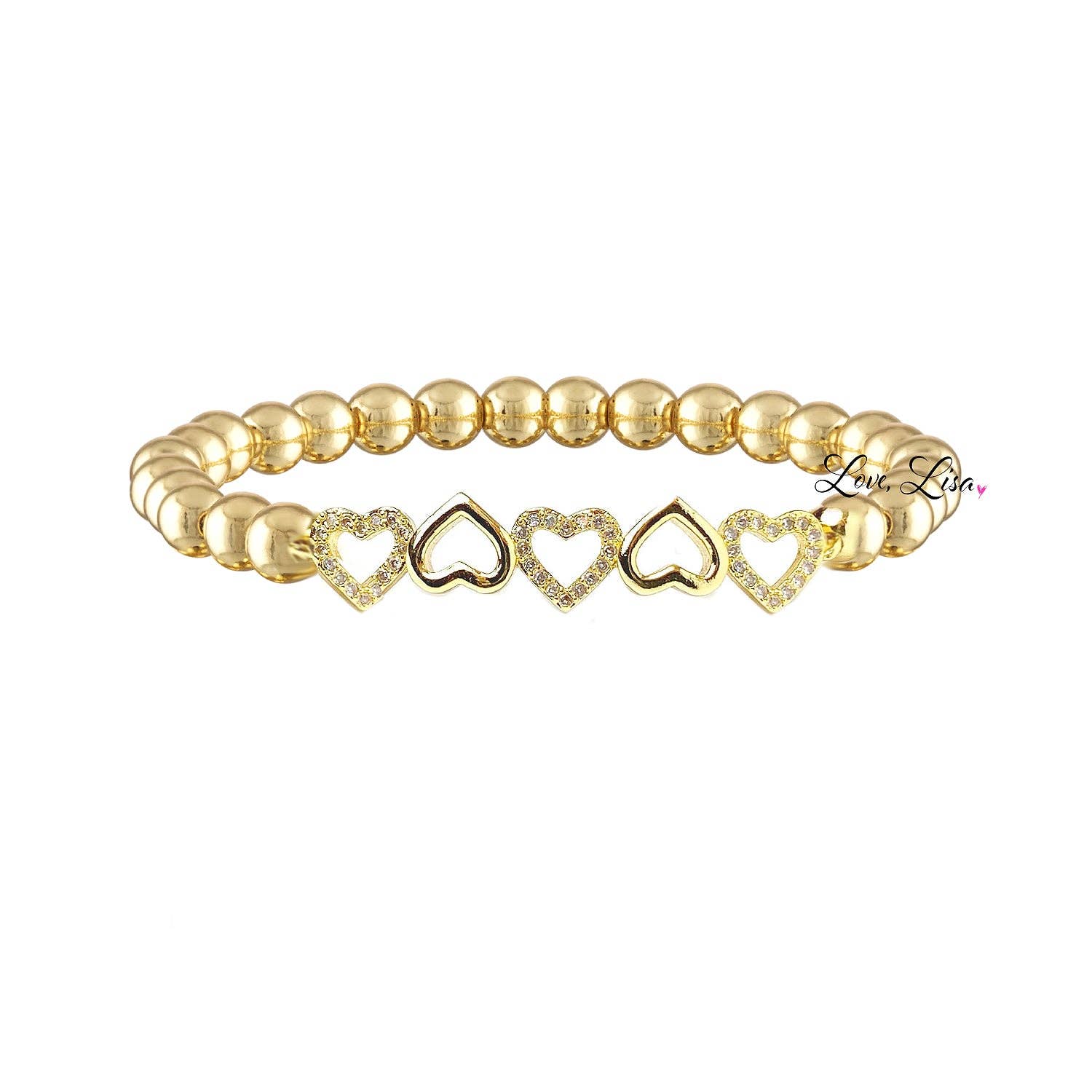 Five Hearts Beaded Bracelet
