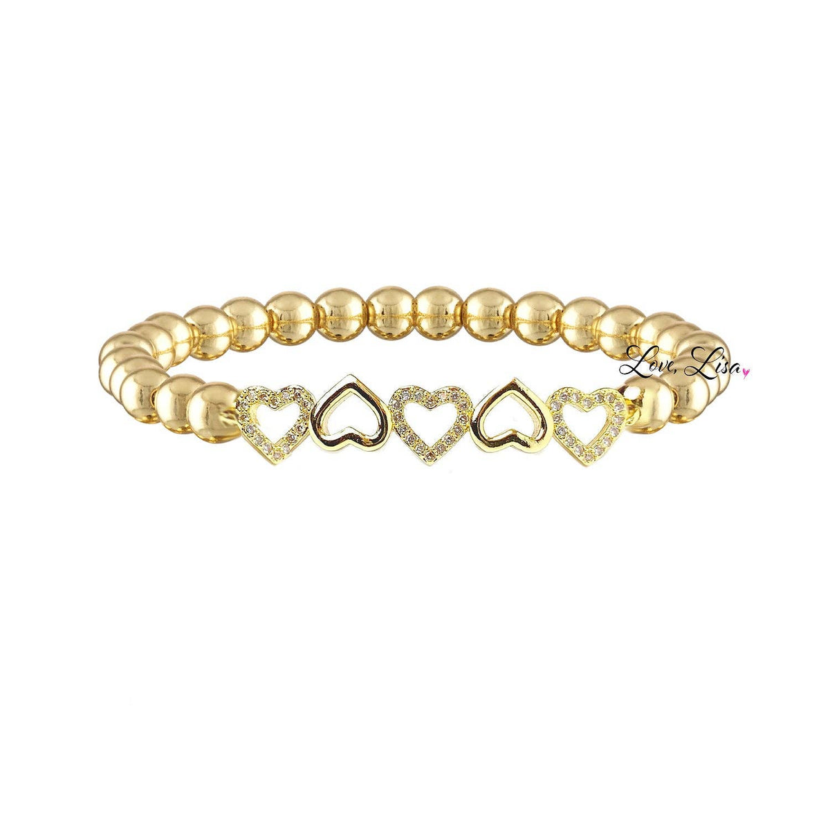 Five Hearts Beaded Bracelet