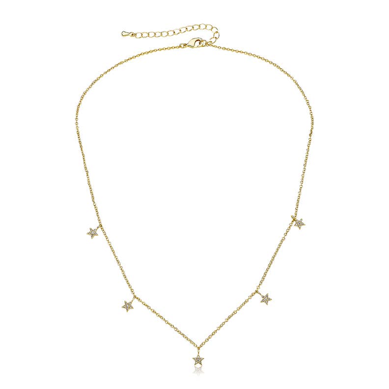 CZ Stars Dangle Chain Necklace