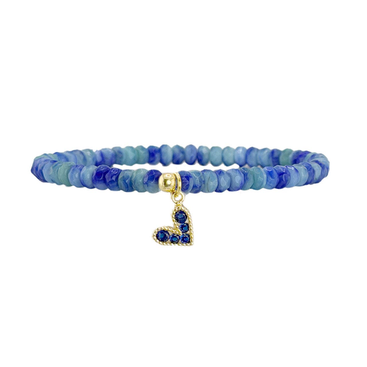 Crystal Heart Charm Beaded Bracelet