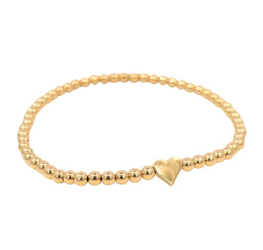 Heart Pendant Bracelet - Gold Filled Beads