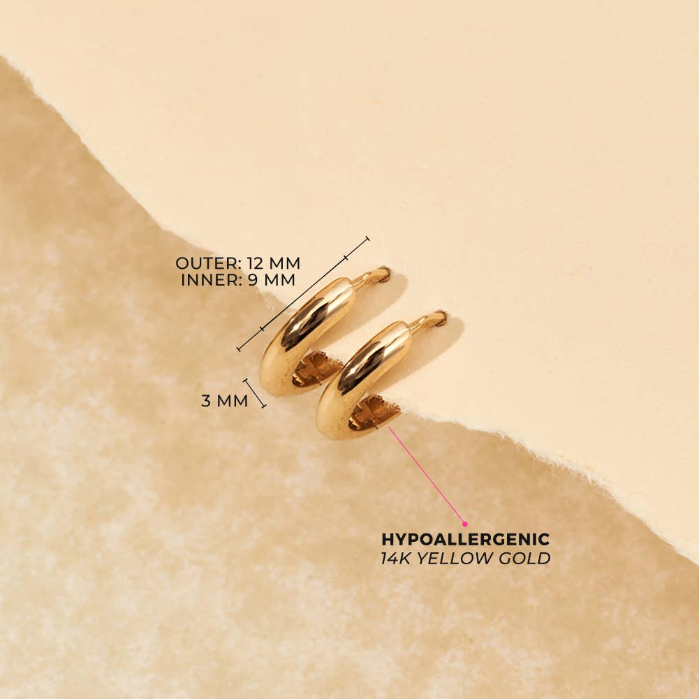 14k Gold Thick Polished Kids / Children's / Girls Earrings